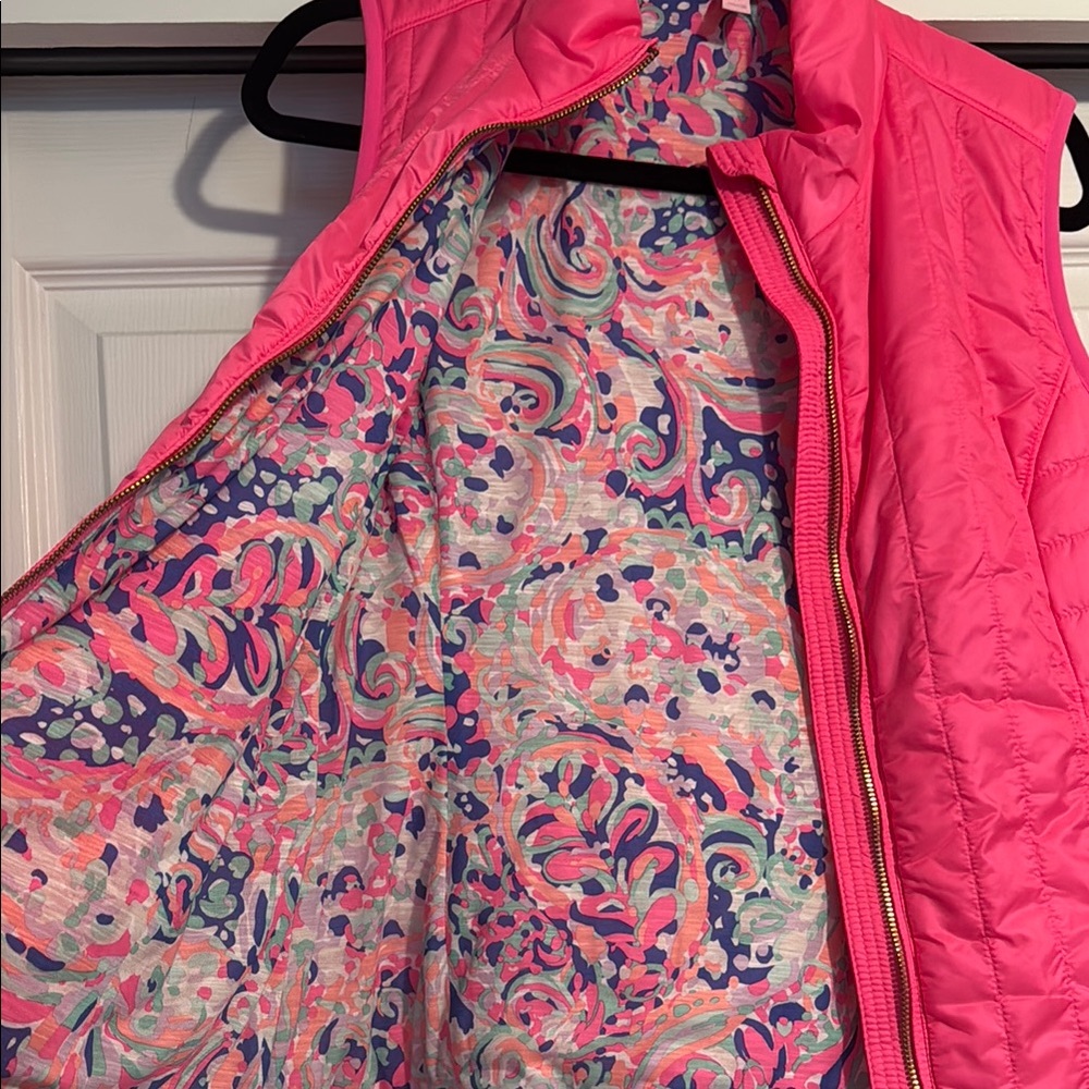 Lilly Pulitzer Pink Quilted Vest with Stand-Up Collar - Picture 3 of 4